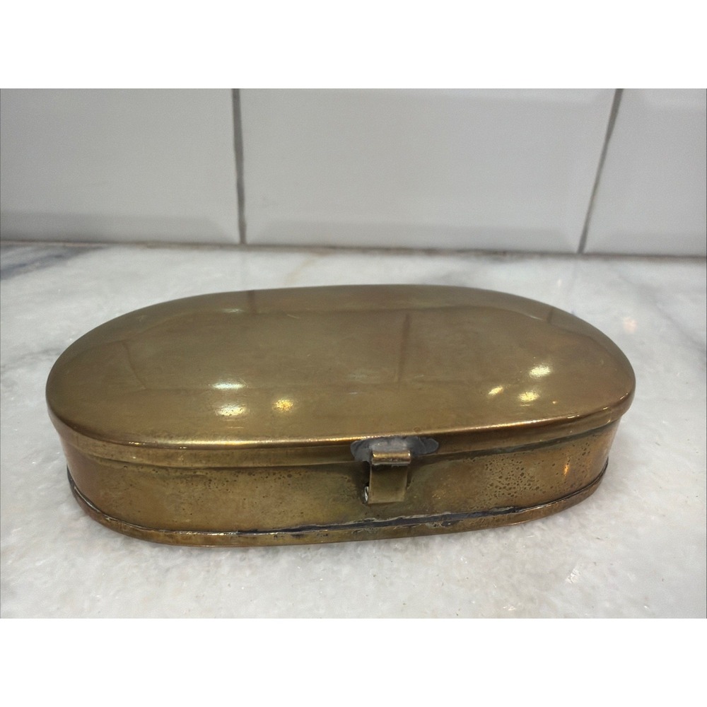 18th Century English Brass Tobacco Box Oval ES004